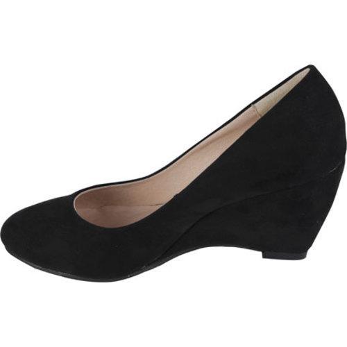 Women's Beston Daisy 06 Black Faux Suede Beston Wedges