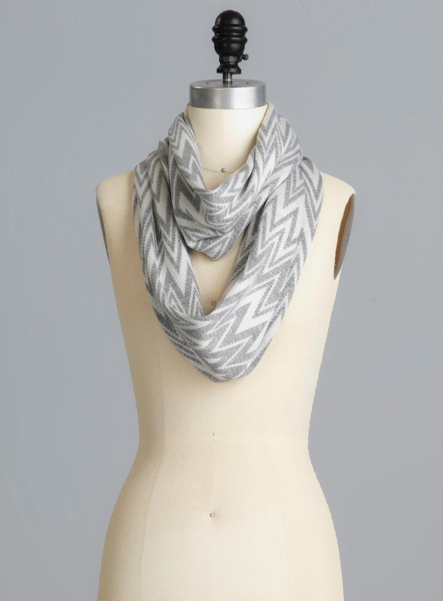 Calvin Klein Chevron Stripe Lurex Infinity Scarf Calvin Klein Scarves