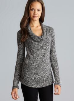 Max Studio Petite Long Sleeve Cowl Neck Marled Knit Top Max Studio Tops