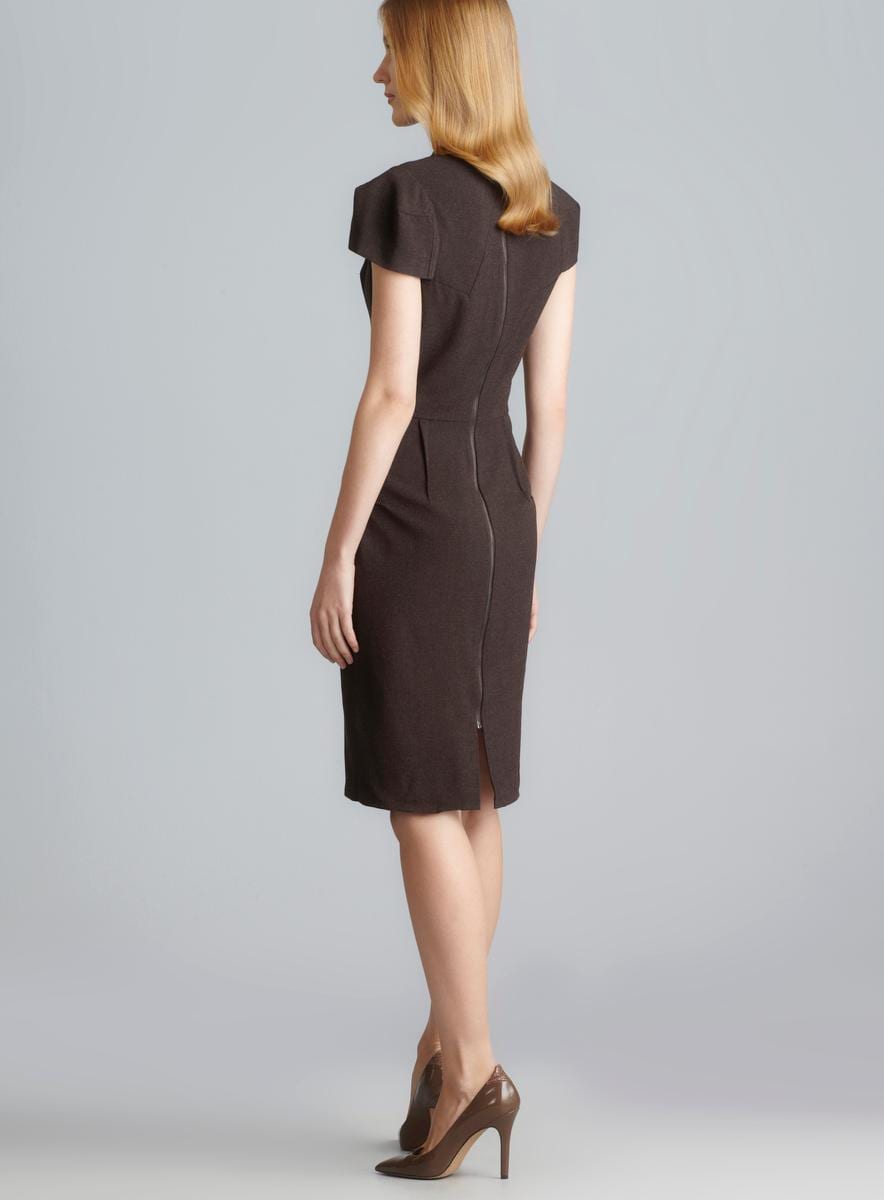 Walter Pheobe V Neck Cap Sleeve Pleated Detail Back Zip Dress Walter Evening & Formal Dresses