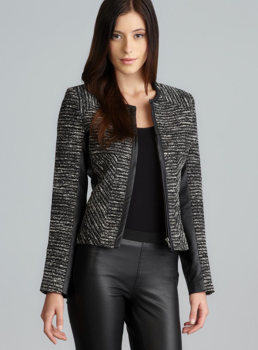 For Cynthia Faux Leather Trim Tweed Jacket - 15788796 - Overstock.com ...