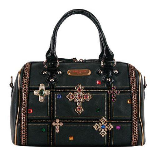 Womens Nicole Lee Sky Cross Rhinestones Boston Bag Black