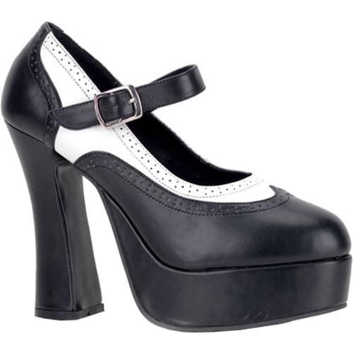 Women's Pleaser Dolly 57 Black/White PU Pleaser Flats