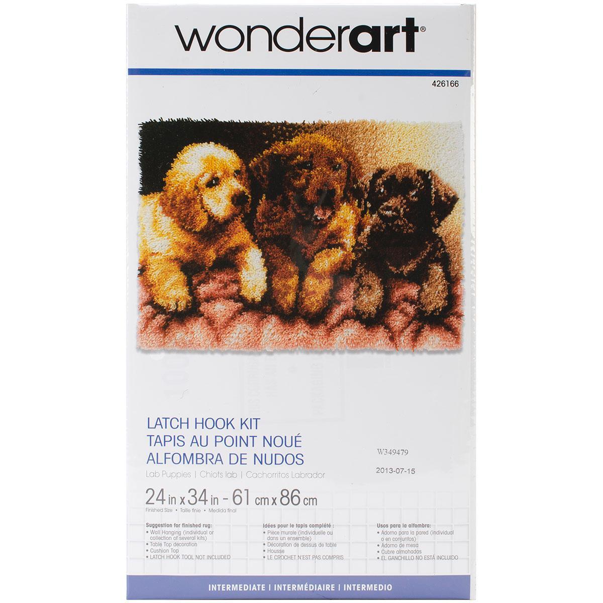 Wonderart Latch Hook Kit 24 X34  Lab Puppies (24x34in. Design Lab Puppies. Made in USA. )