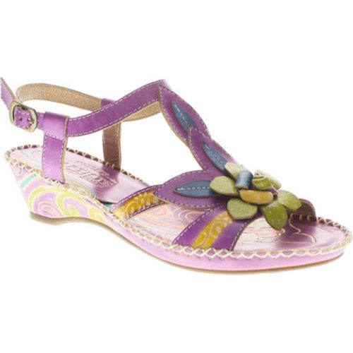 Women's Spring Step Poolside Purple Leather Spring Step Wedges