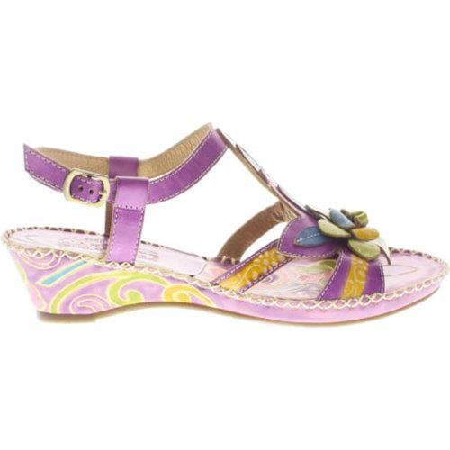 Women's Spring Step Poolside Purple Leather Spring Step Wedges