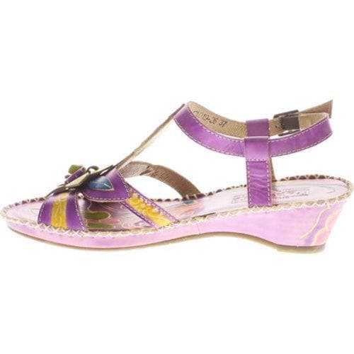 Women's Spring Step Poolside Purple Leather Spring Step Wedges