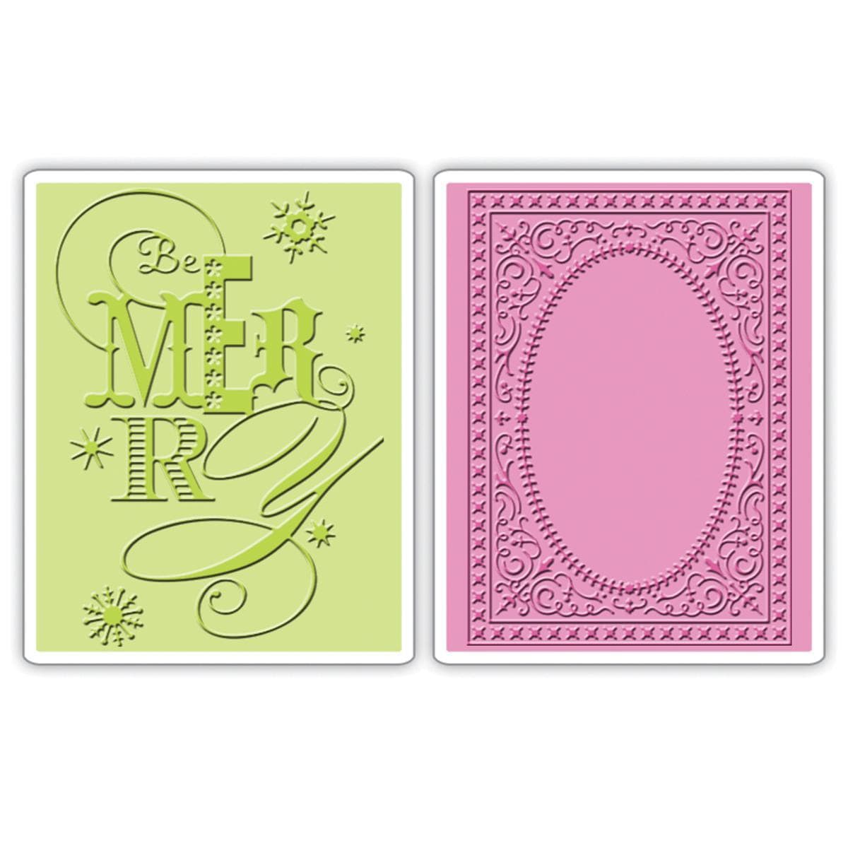 Sizzix Textured Impressions A6 Embossing Folders 2/pkg  Be Merry