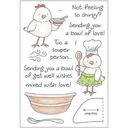 Honeypop Clear Stamp Set 4 X5.25  Chicken Soup