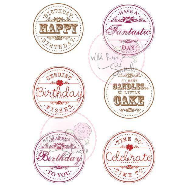 Wild Rose Studio Ltd. Clear Stamp 3.5 X3 Sheet   Birthday Circles