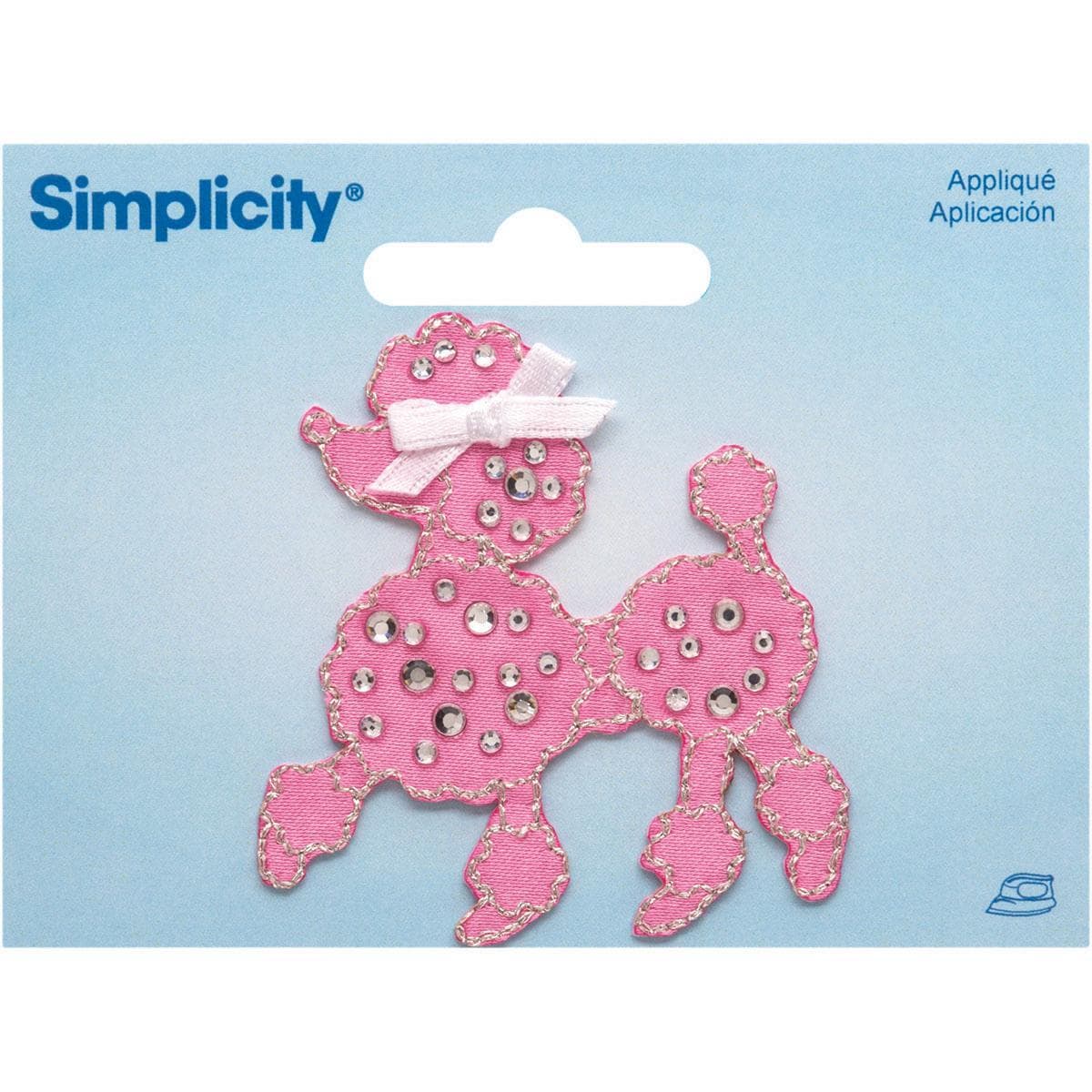 Jeweled Pink Poodle W/ Rhinestones Iron On Applique  2 X2 1/4 1/pkg