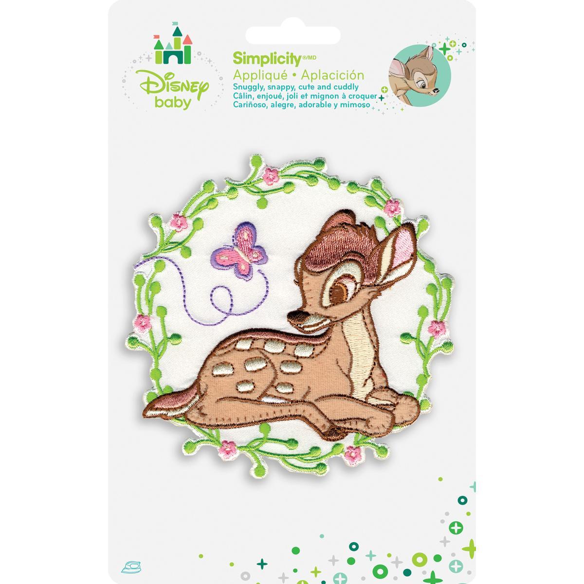 Disney Bambi W/butterfly In Flowers Iron on Applique