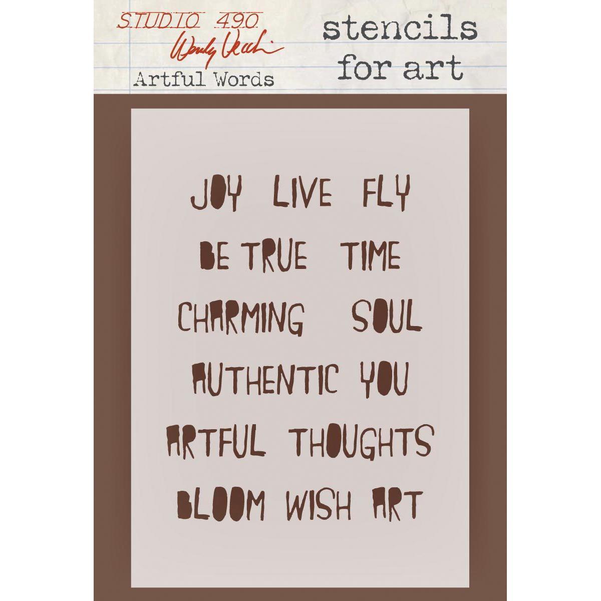 Wendy Vecchi Studio Stencil Collection 6.5 X4.5  Artful Words