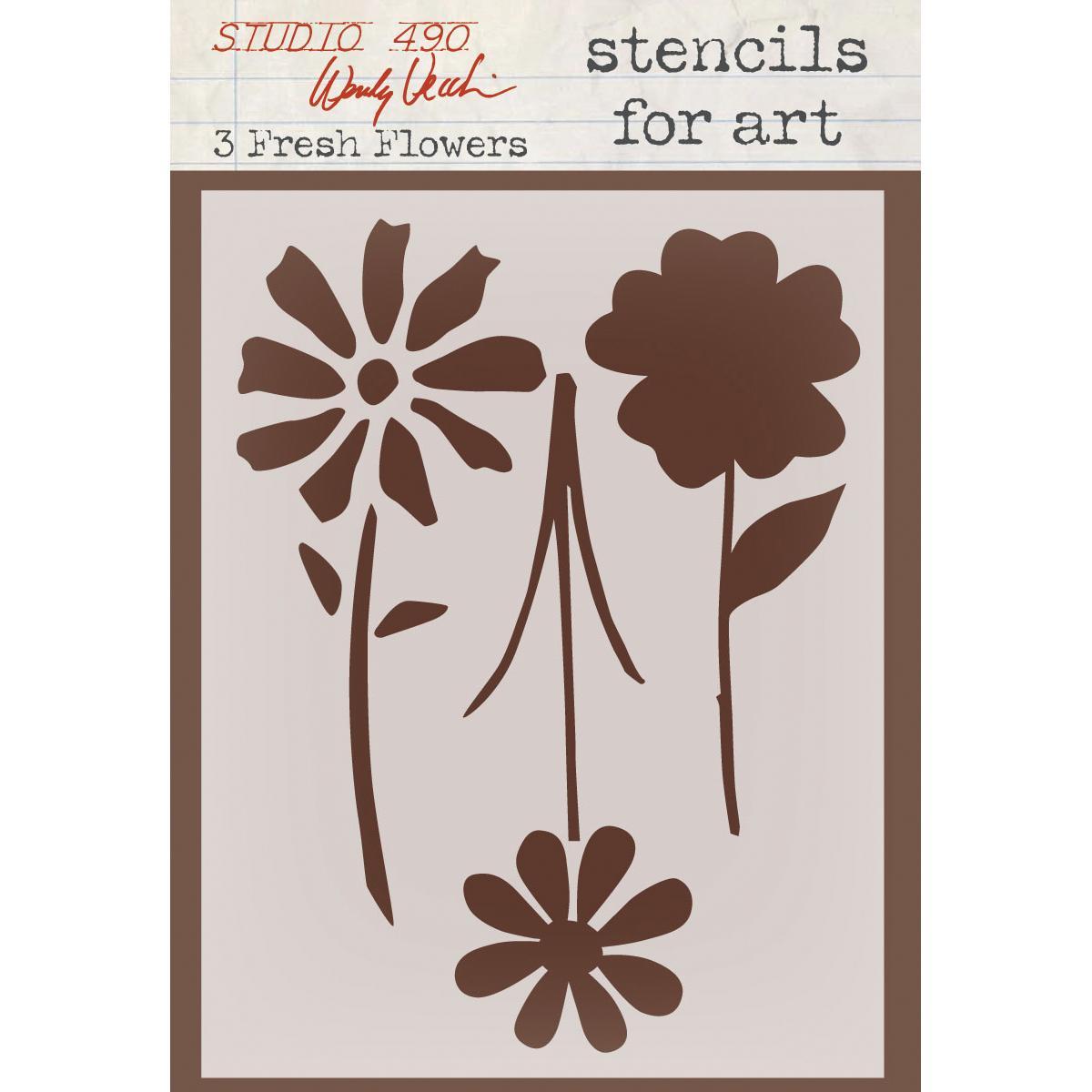 Wendy Vecchi Studio Stencil Collection 6.5 X4.5  3 Fresh Flowers