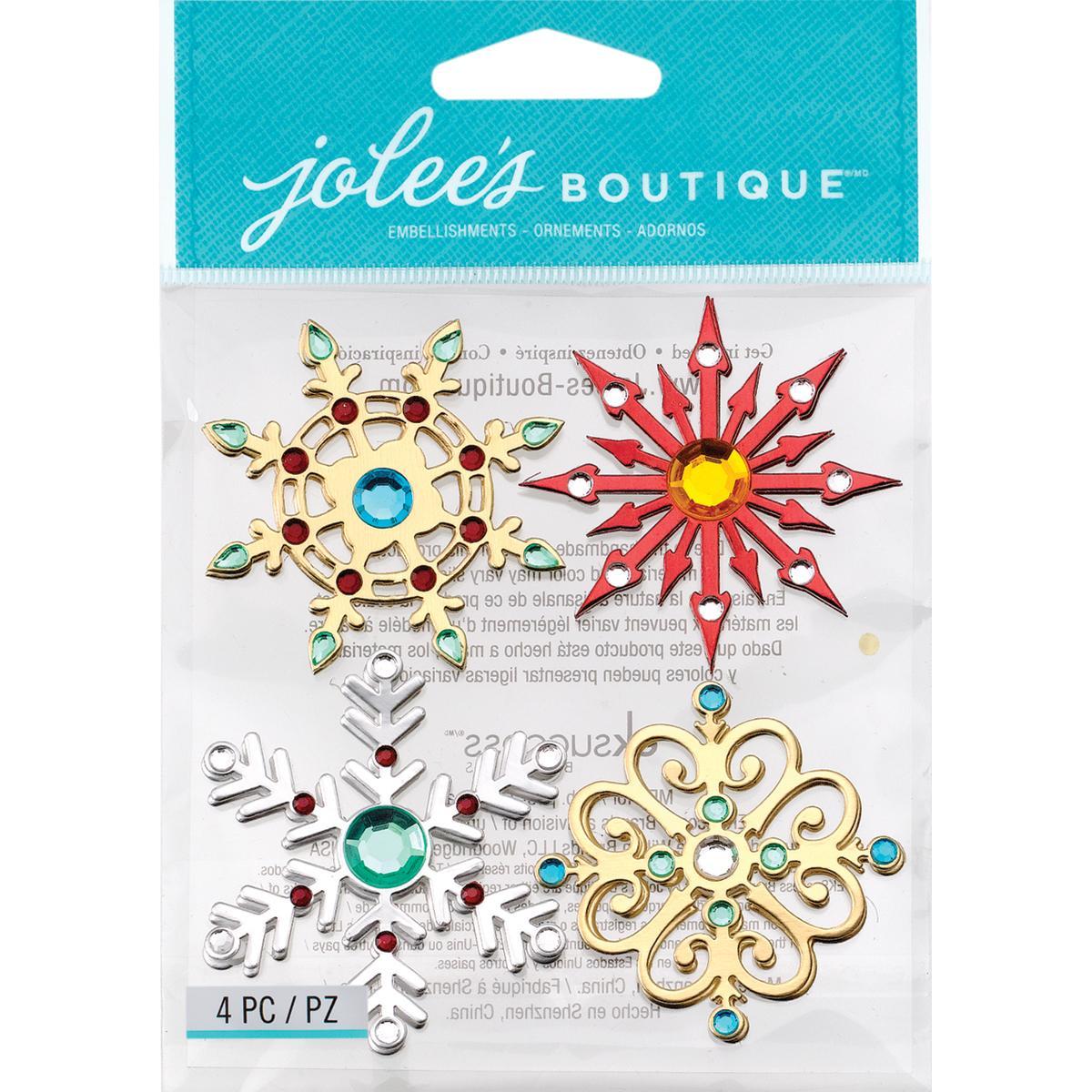 Jolees Christmas Stickers  Metal Snowflakes