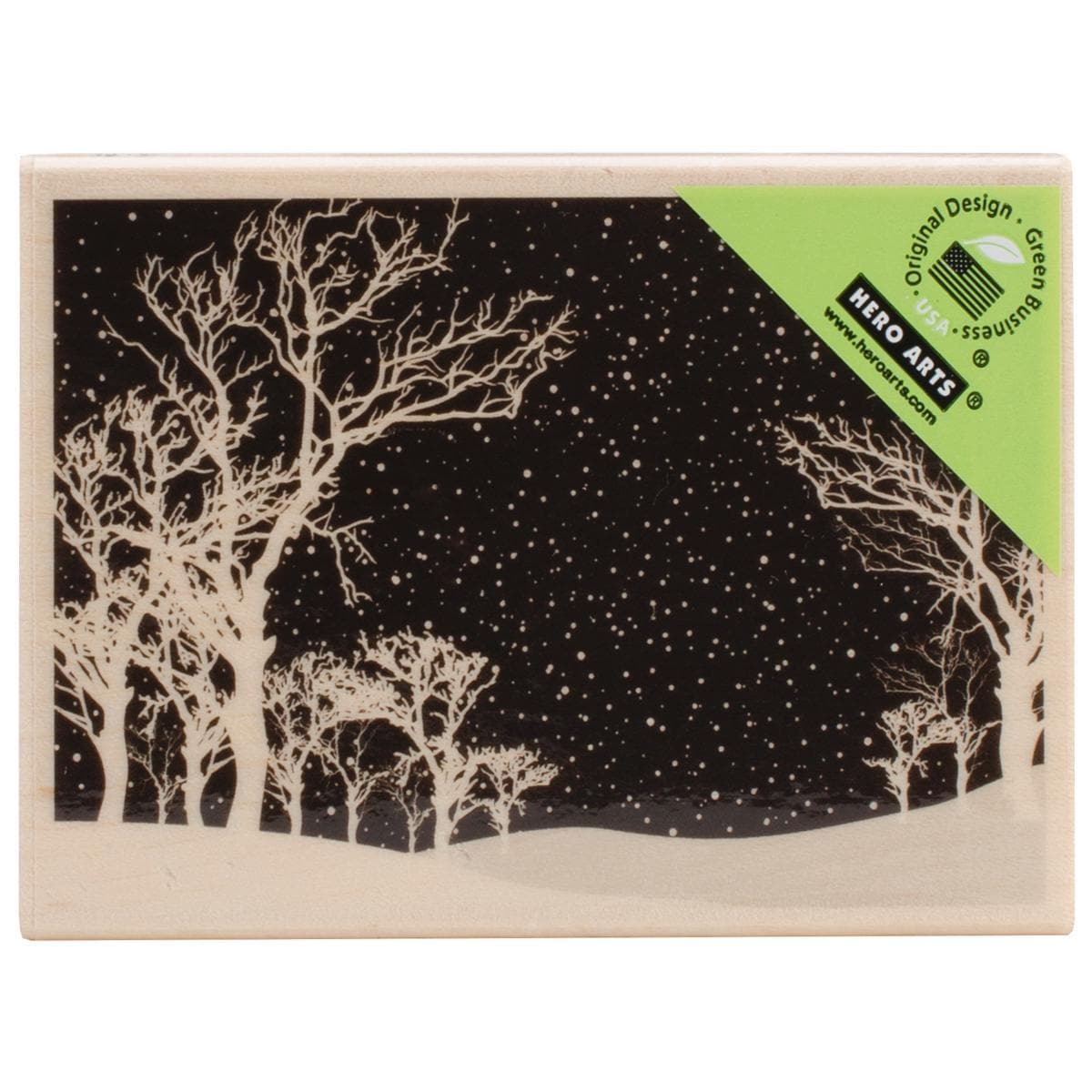 Hero Arts Mounted Rubber Stamps 2.25 X3.25  Snowy Night