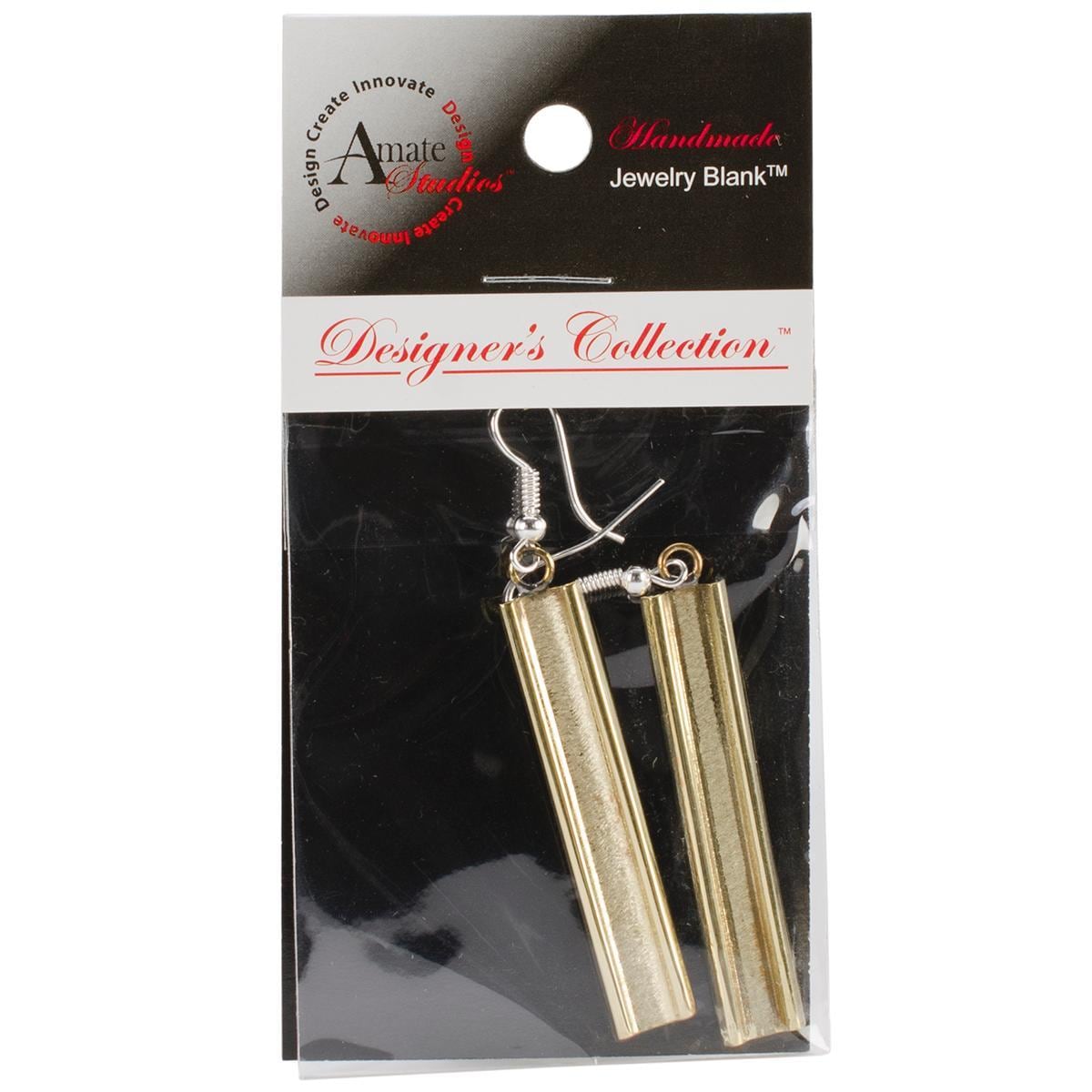 Designers Channel Dangle Rectangle Earring Set  Brass