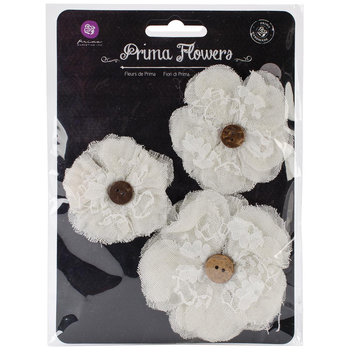 La Tela Canvas and Burlap Flowers  2.25 To 2.75 3/pkg