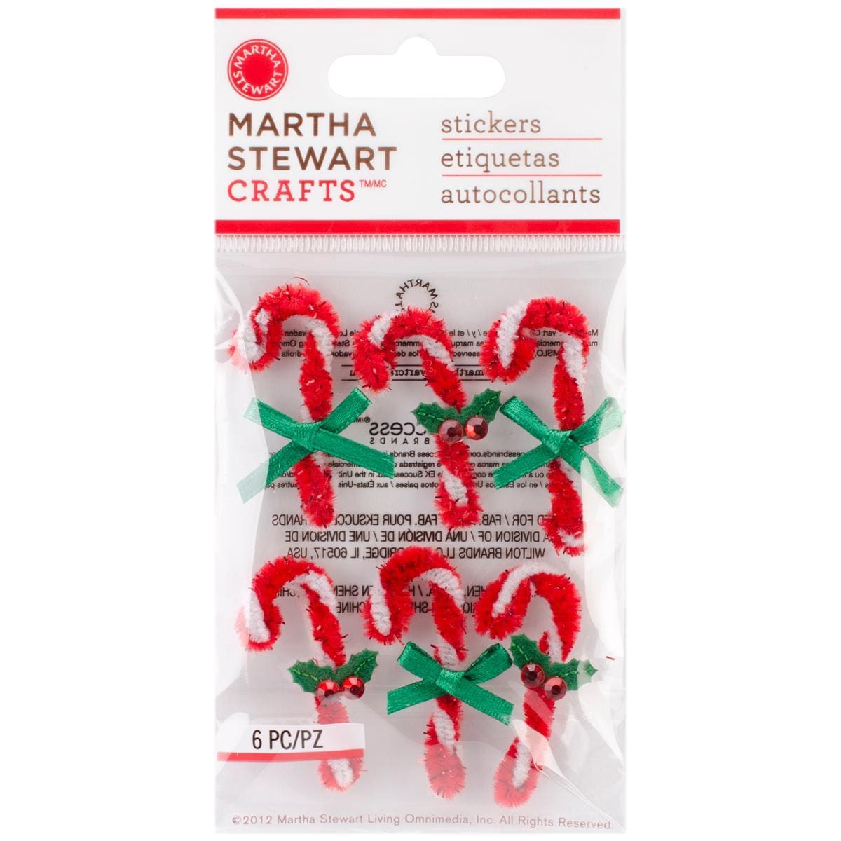 Martha Stewart Christmas Stickers  Woodland Rick rack Candy Cane