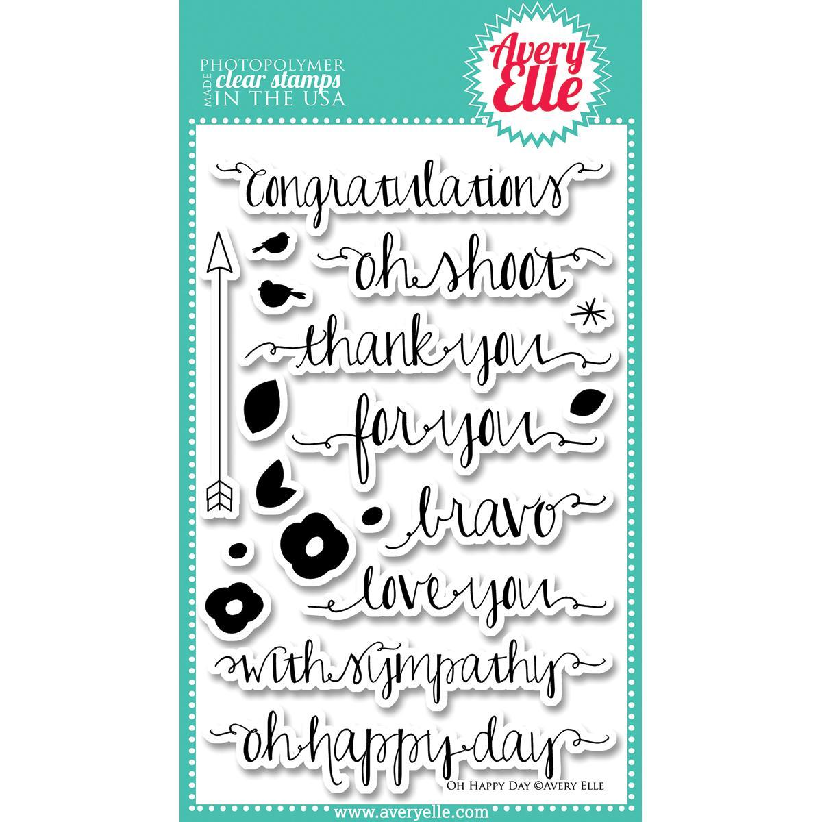 Avery Elle Clear Stamp Set 4 X6   Oh Happy Day