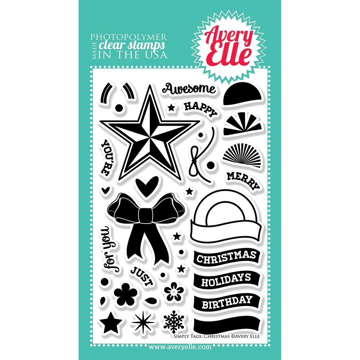 Avery Elle Clear Stamp Set 4 X6  Simply Tags Christmas