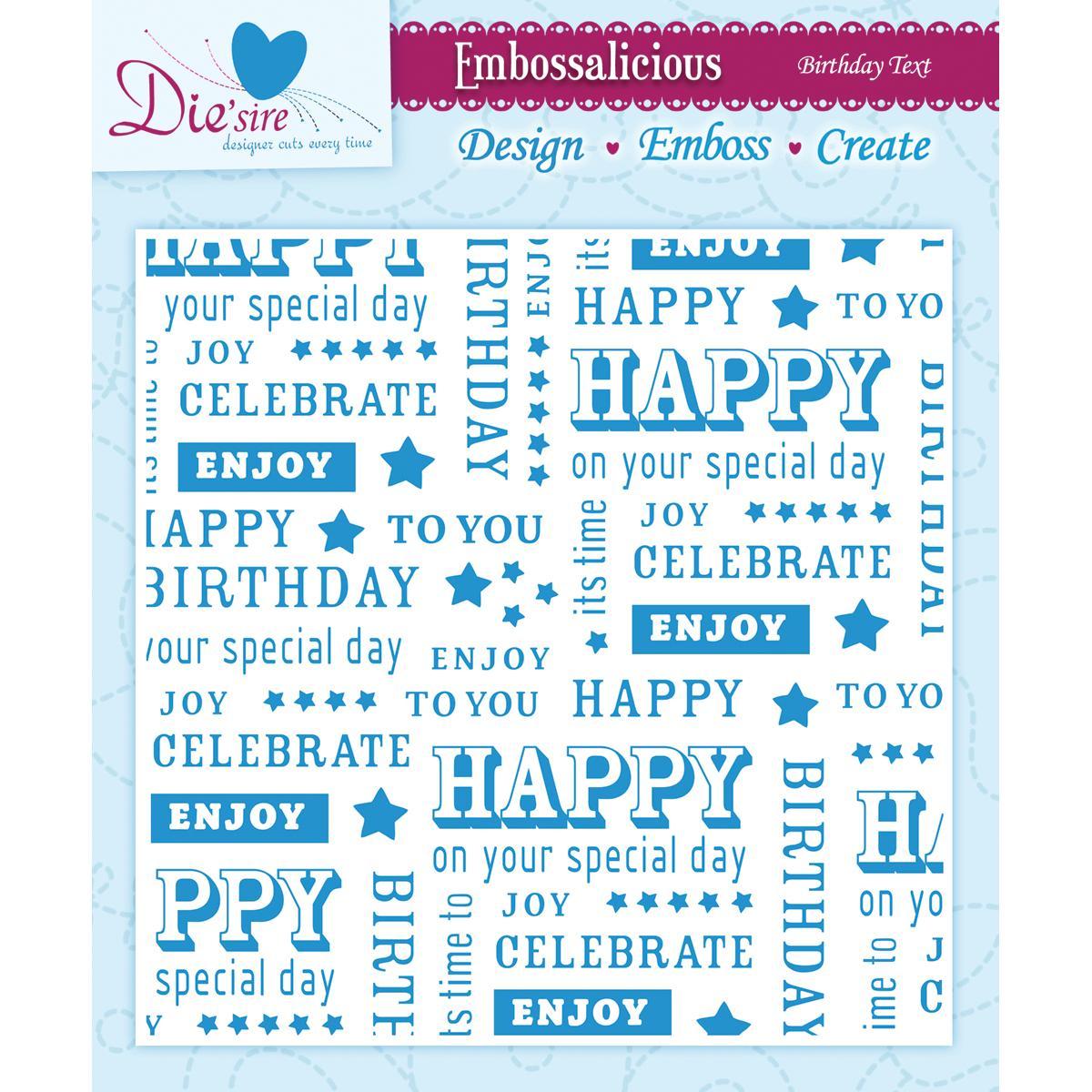 Embossalicious Embossing Folders 6 X6  Birthday Text