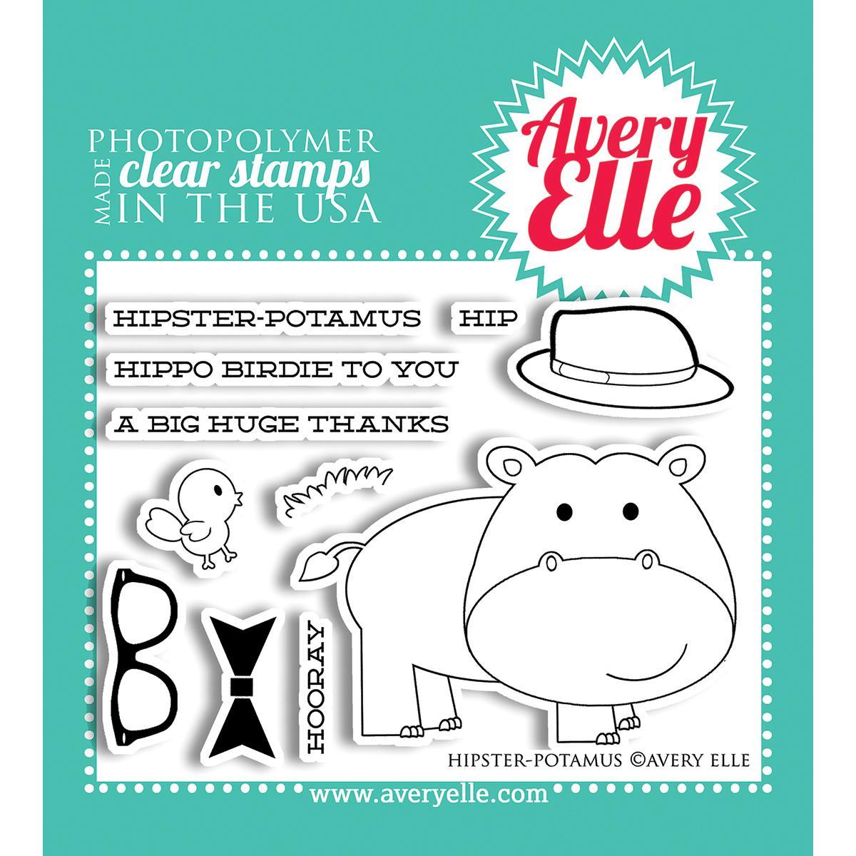 Avery Elle Clear Stamp Set 4 X3  Hipster potamus