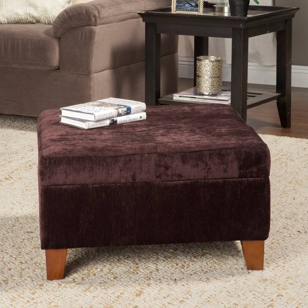 HomePop Dark Brown Oversized Cocktail Storage Ottoman