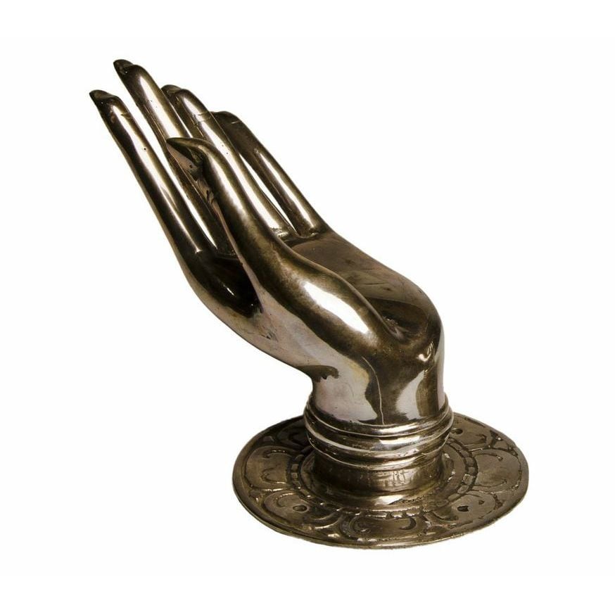 Metallic Open Hand Sculpture