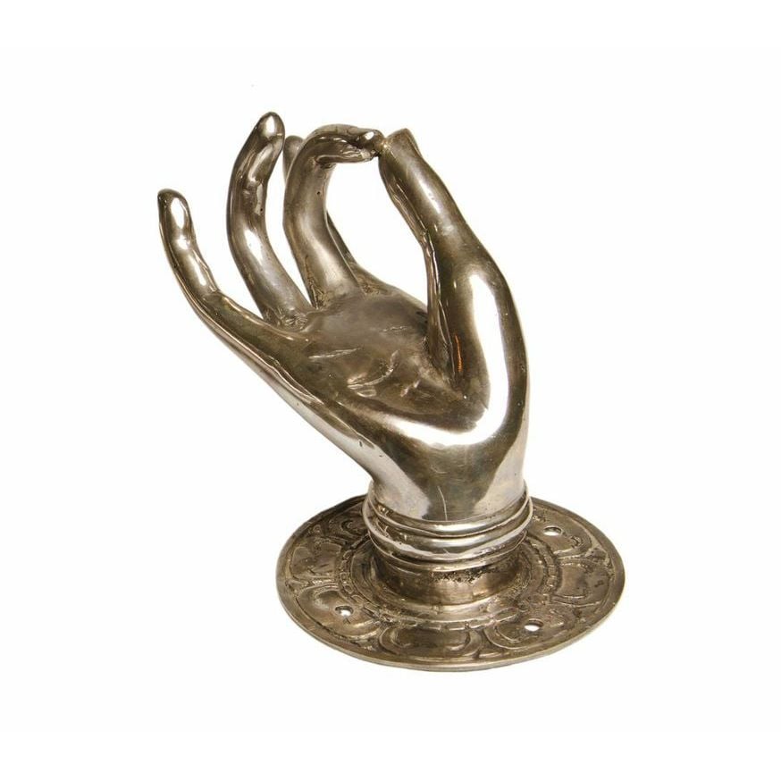 Silvertone Mudra Buddha Hand Sculpture