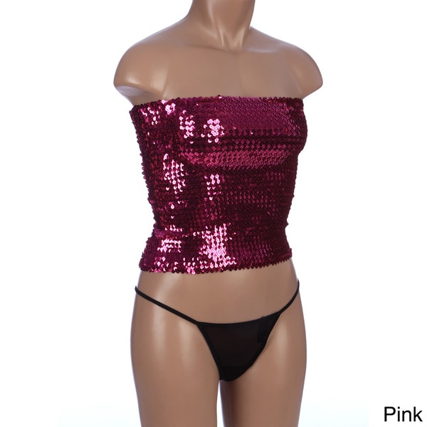 Pink Lipstick Womens Sequin Tube Top/ Skirt   15617844  