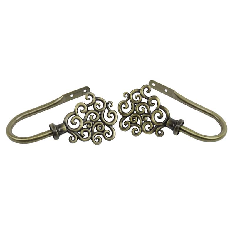 InStyleDesign Antique Brass Cloud Curtain Holdback Set (Set of 2) - n/a - Antique Brass