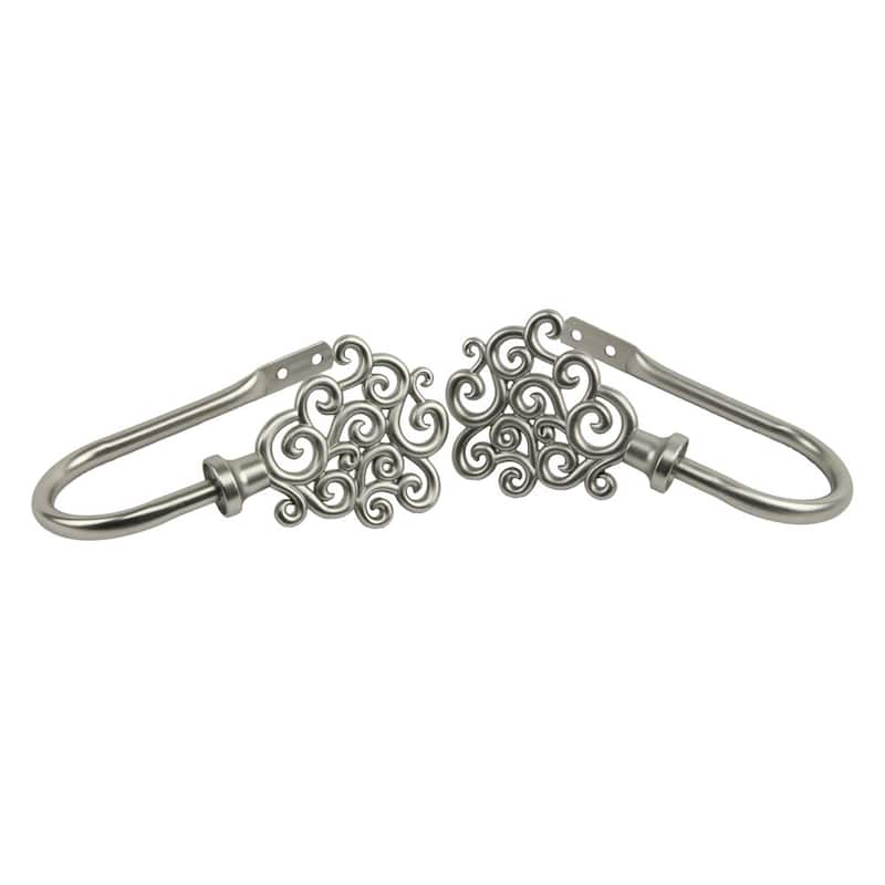 InStyleDesign Satin Nickel Cloud Curtian Holdback Set (Set of 2) - n/a - satin nickel