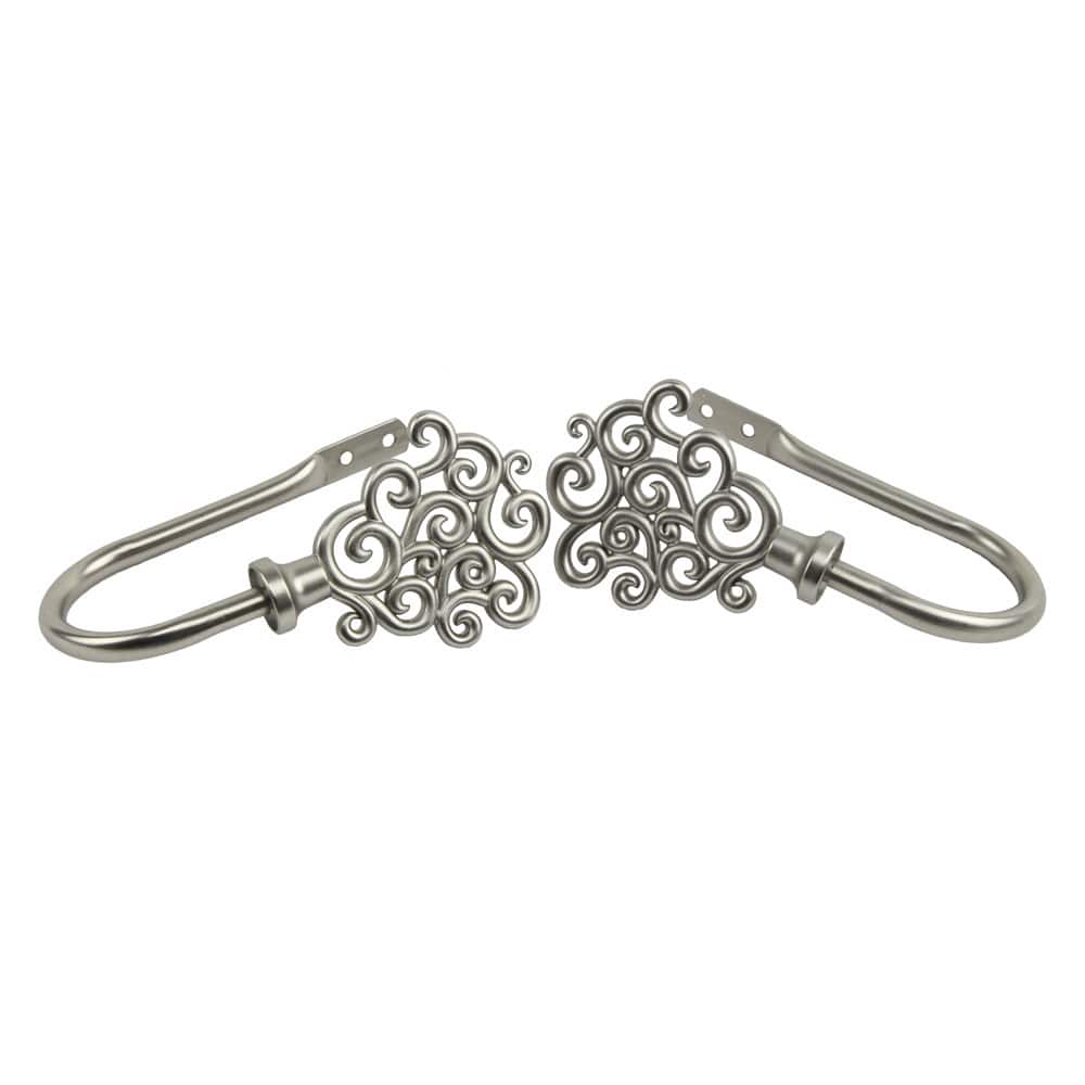 InStyleDesign Satin Nickel Cloud Curtian Holdback Set (Set of 2) - n/a