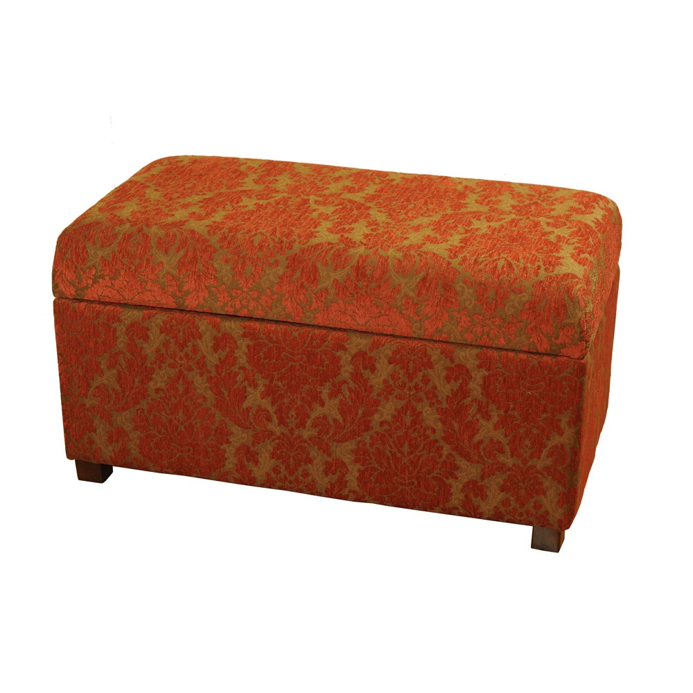 Red Chenille Storage Bench