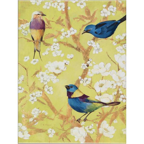 ファブリス・ド・ヴィルヌーヴ　アート Fabrice de Villeneuve 'The Birds and The Flowers' Canvas Art - Bed