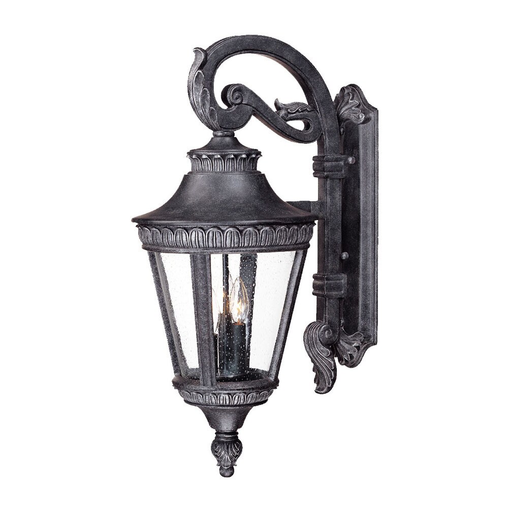 Seville Collection Wall mount 3 light Outdoor Stone Light Fixture With Glass Shade