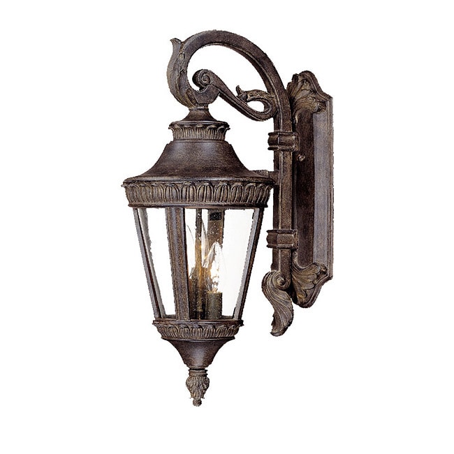 Seville Collection Wall mount 3 light Outdoor Black coral Light Fixture With Line Switch