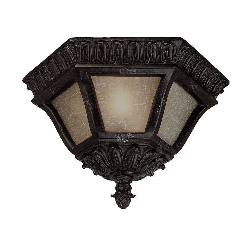 2 light Marbleized Mahogany Ceiling mount Outdoor Light Fixture