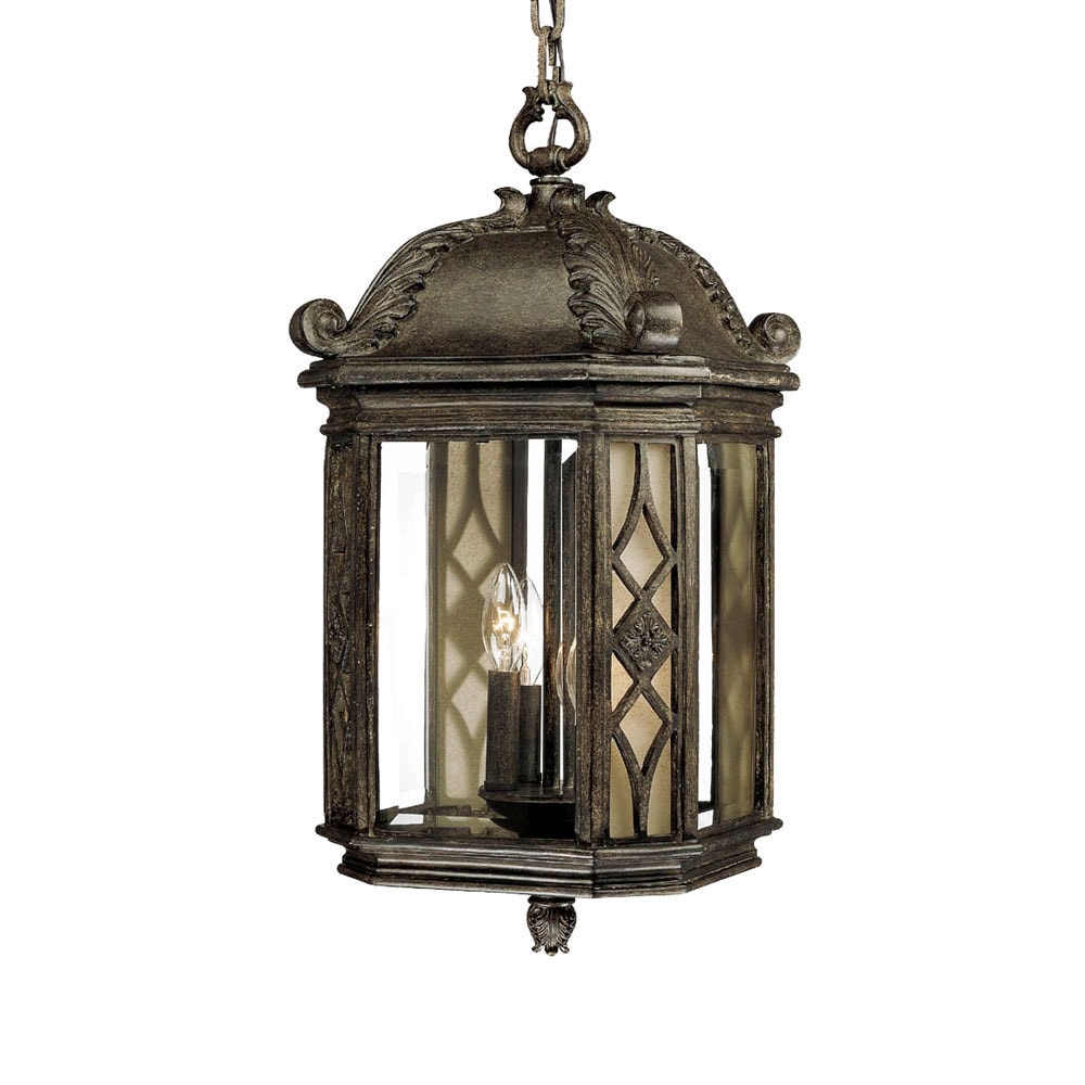 Hanging Lantern 4 light Outdoor Black Coral Light Fixture