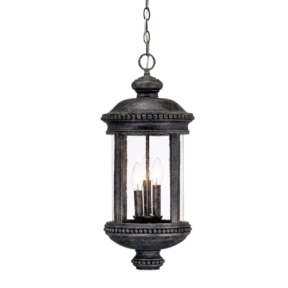 Hanging Lantern 3 light Outdoor Stone Polyresin Light Fixture