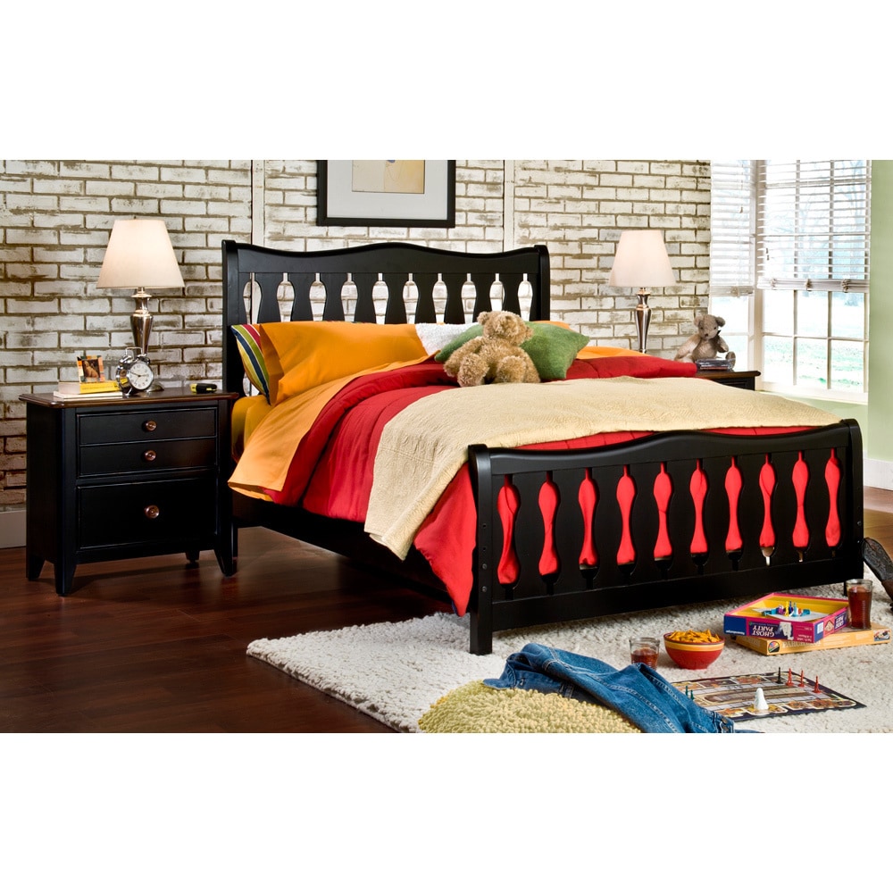 Rockford International Black Jaxon Bed And 2 drawer Night Stand Set Black Size Twin