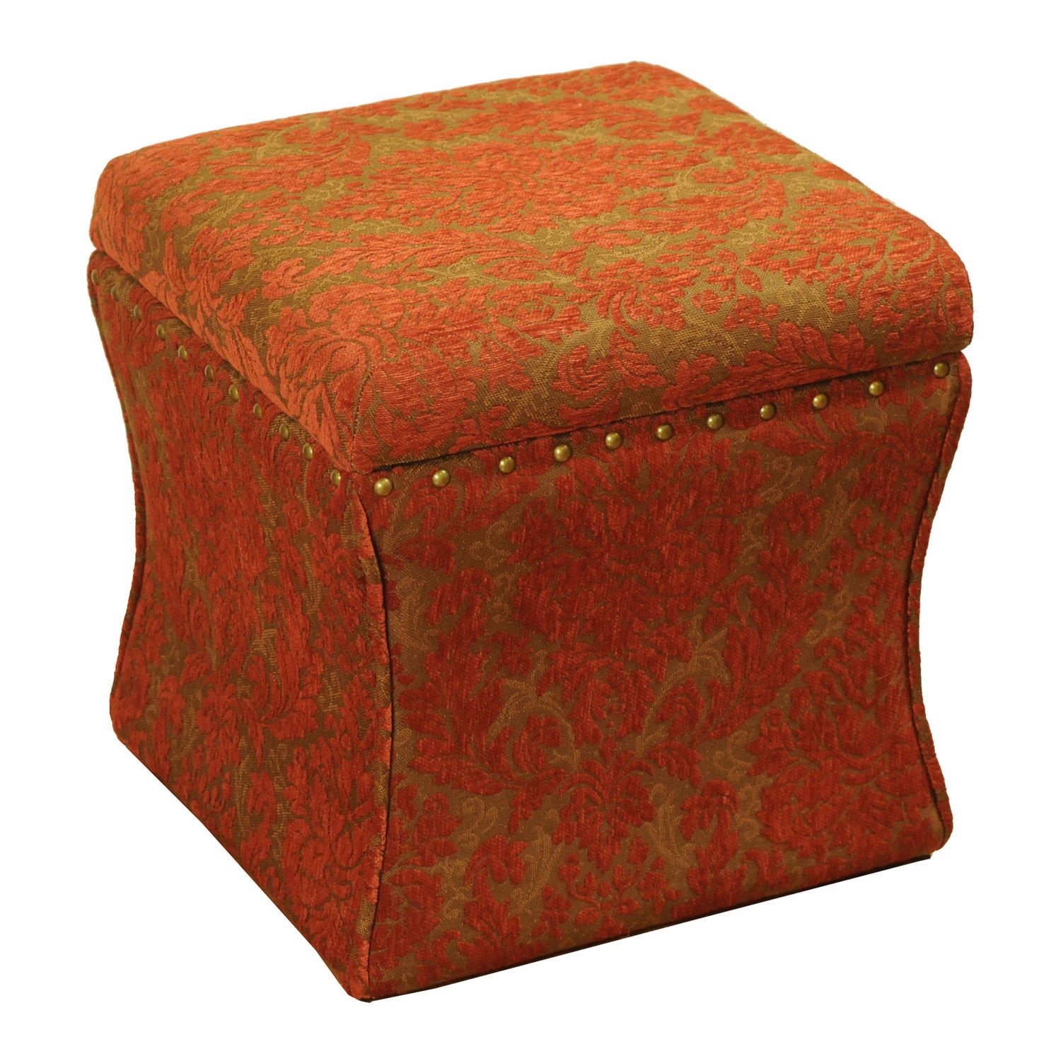 Cinch Red Chenille Storage Ottoman