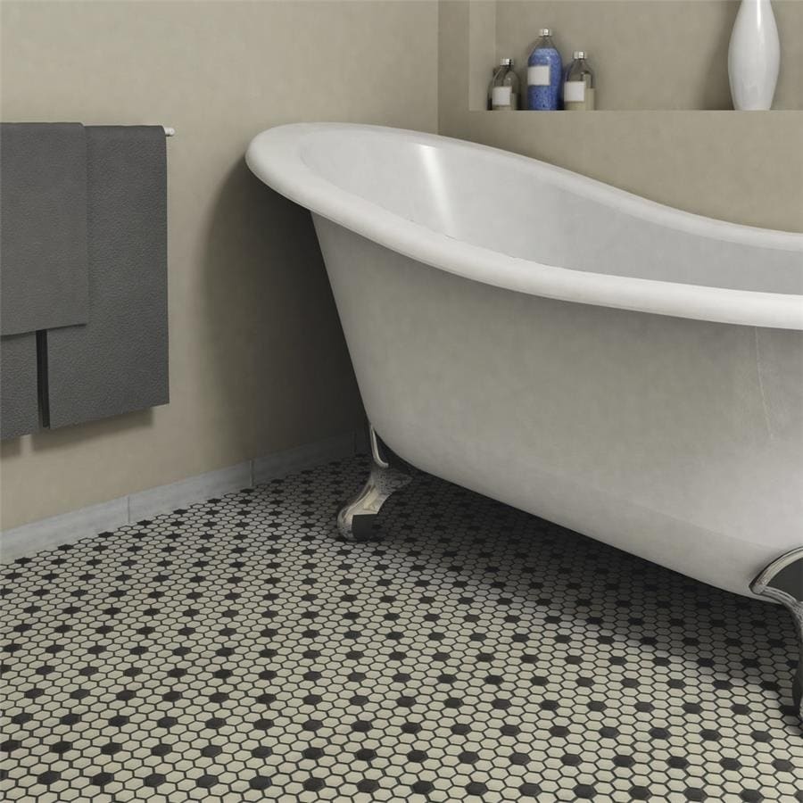 Somertile Manhattan Hex Antique White With Dot 10.25x12 inch Unglazed Porcelain Mosaic Tiles (pack Of 10)