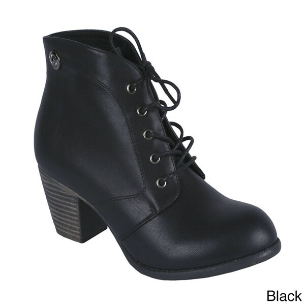 black stacked heel bootie