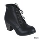 lace up stacked heel booties