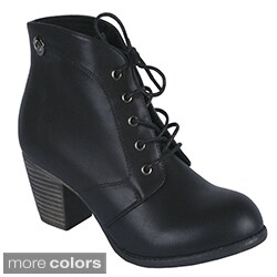 lace up stacked heel booties