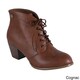 lace up stacked heel booties