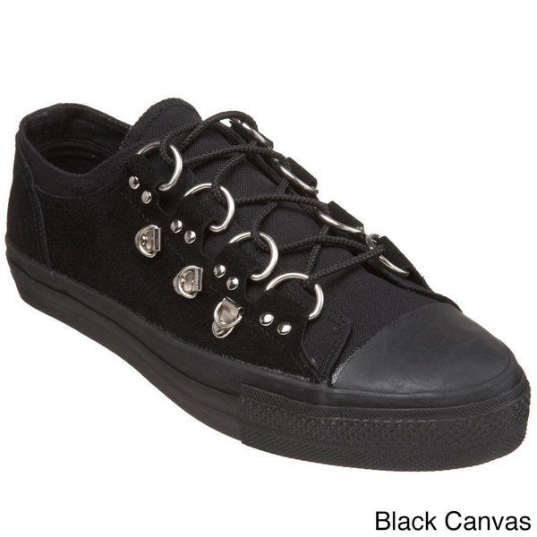 Demonia Men's 'Deviant 05' Black D ring Low top Sneakers Demonia Sneakers