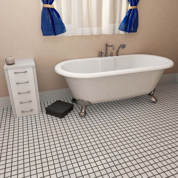 SomerTile 11.875x11.875-inch Polar Quad Glossy White Porcelain Mosaic Floor and Wall Tile (10 tiles/10 sqft.)
